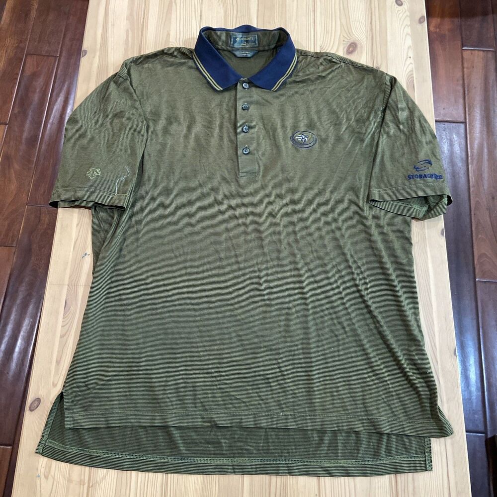 Descente 65/2 Double Mercerized Cotton Castle Pines Golf Club Polo Large Striped - Picture 1 of 9